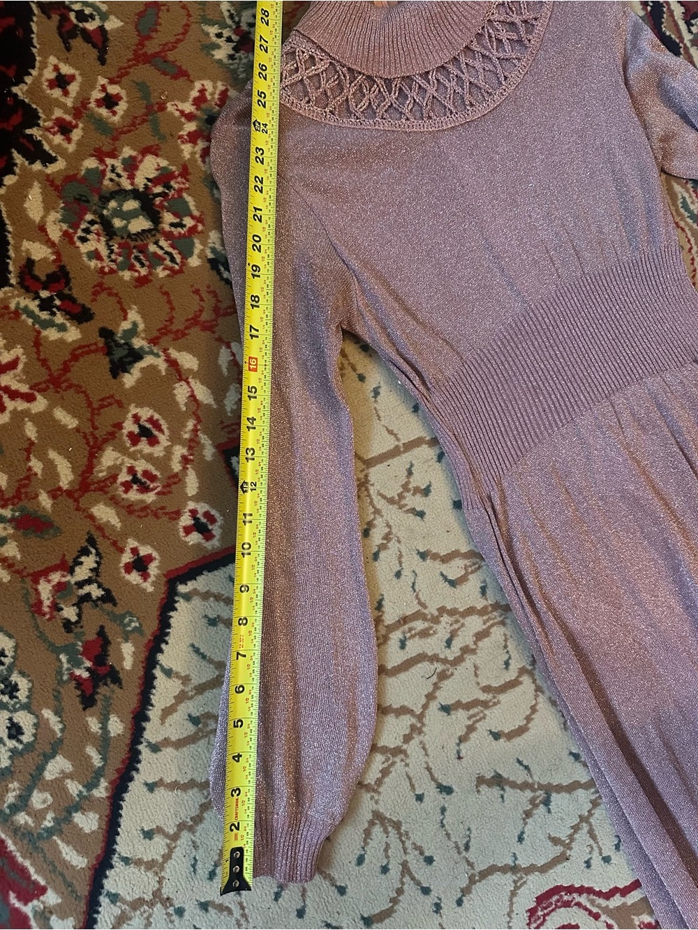 Vintage Long Sleeve Turtleneck Maxi Dress in Metallic Rose Brown - Picture 7 of 10